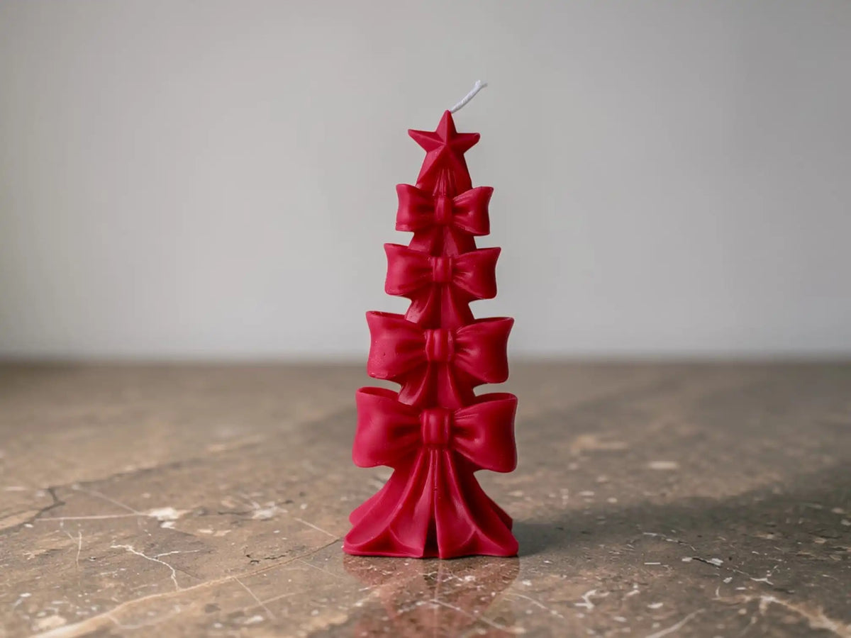 Bow Christmas Tree Candle 5.75x2.25 inches