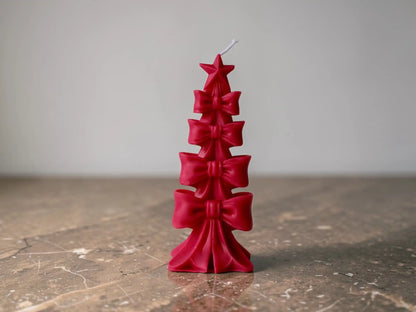 Bow Christmas Tree Candle 5.75x2.25 inches