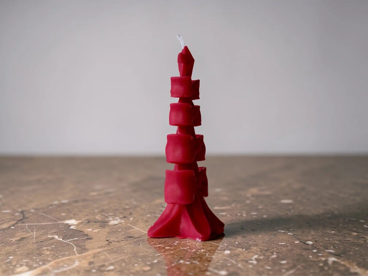 Bow Christmas Tree Candle 5.75x2.25 inches