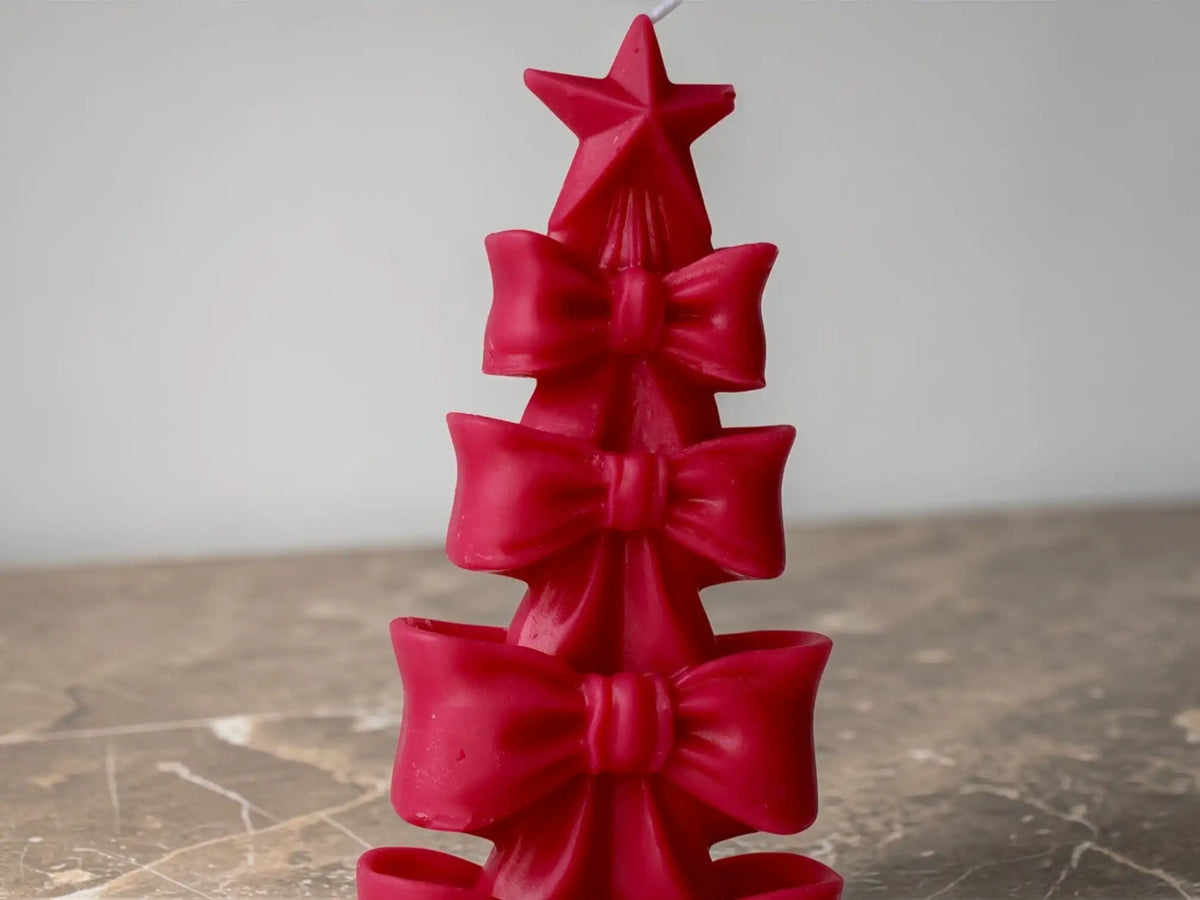 Bow Christmas Tree Candle 5.75x2.25 inches
