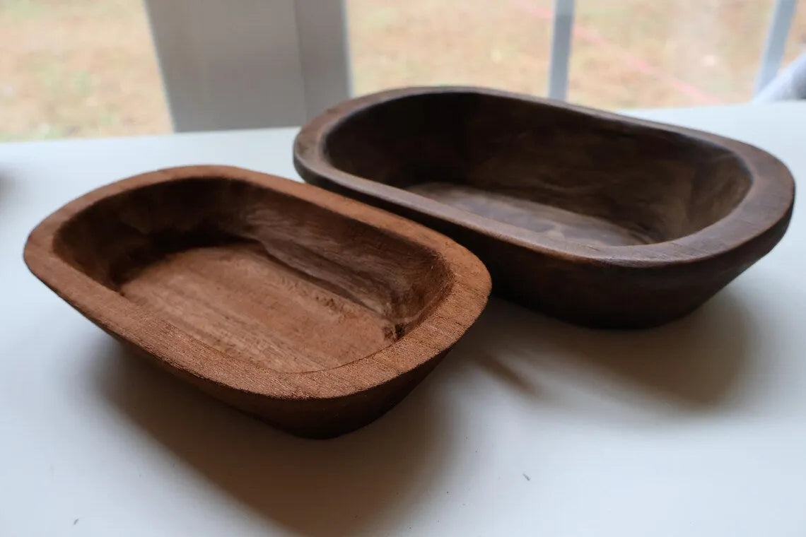 Rustic Wooden Dough Bowl