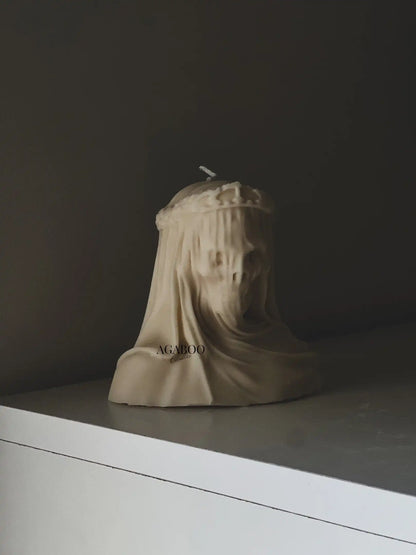 Large Veiled Death Candle 5.5x6 inches