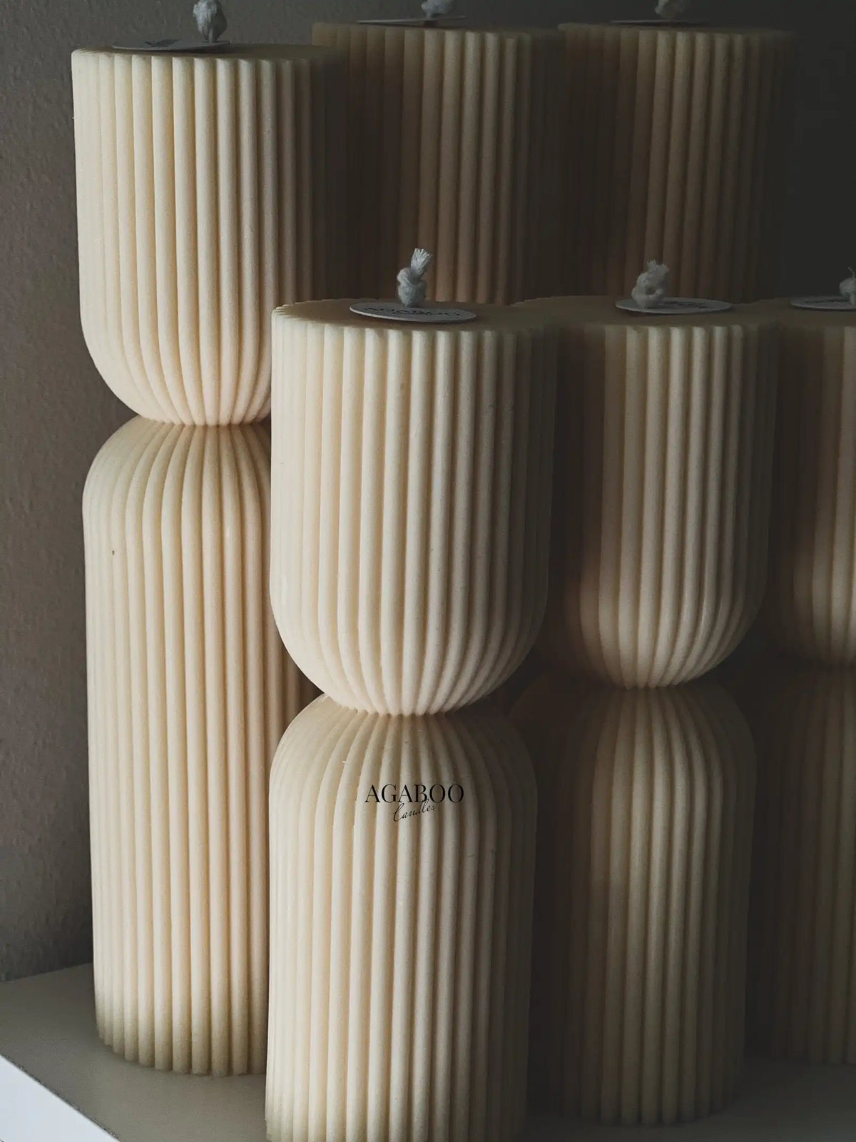 Set of 2 Ribbed Pillar Candle