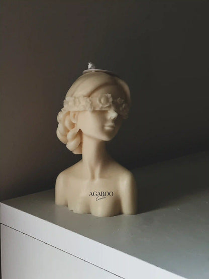 Large Blindfolded Lady Candle 5x2.5 inches