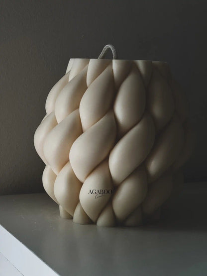 Huge Geometric Twirling Swirl Candle 5x4.5 inches