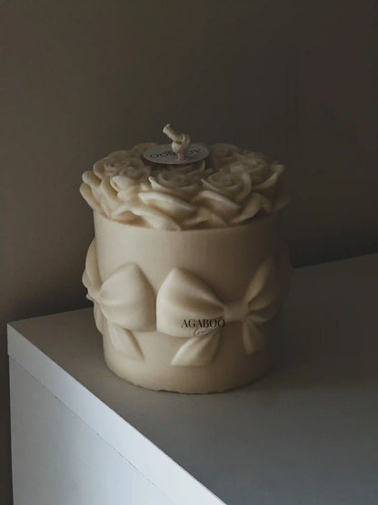 Huge Bowknot Rose Candle 5x4.5 inches