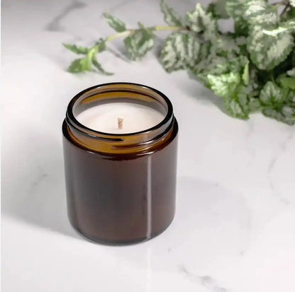 Unlabeled 12 PCS - Amber Straight Sided Jar (Threaded) Candle 3.5x2.9 inches