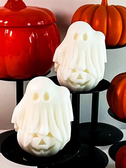 Pumpkin Ghost Candle 3.25x2.5 inches