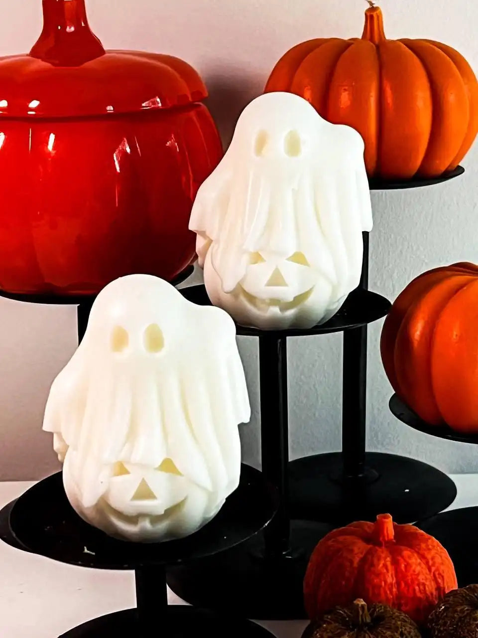 Pumpkin Ghost Candle 3.25x2.5 inches