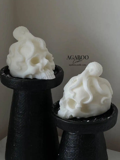 Skull with Octopus Candle 3.5x3.5 inches