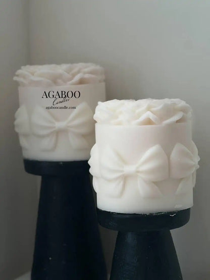 Huge Bowknot Rose Candle 5x4.5 inches