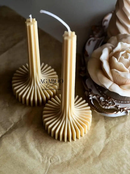 Set of 2 Stripe Vase Column Candle