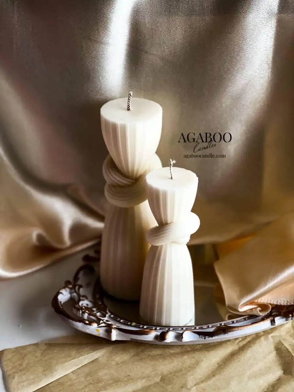 Set of 2 Cylindrical Knot Pillar Candle