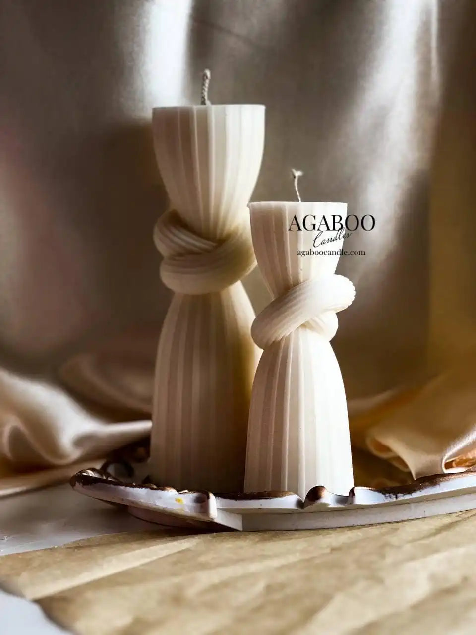 Set of 2 Cylindrical Knot Pillar Candle