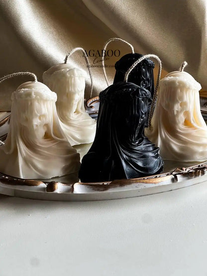 Small Veiled Death Candle 3.5x3.5 inches