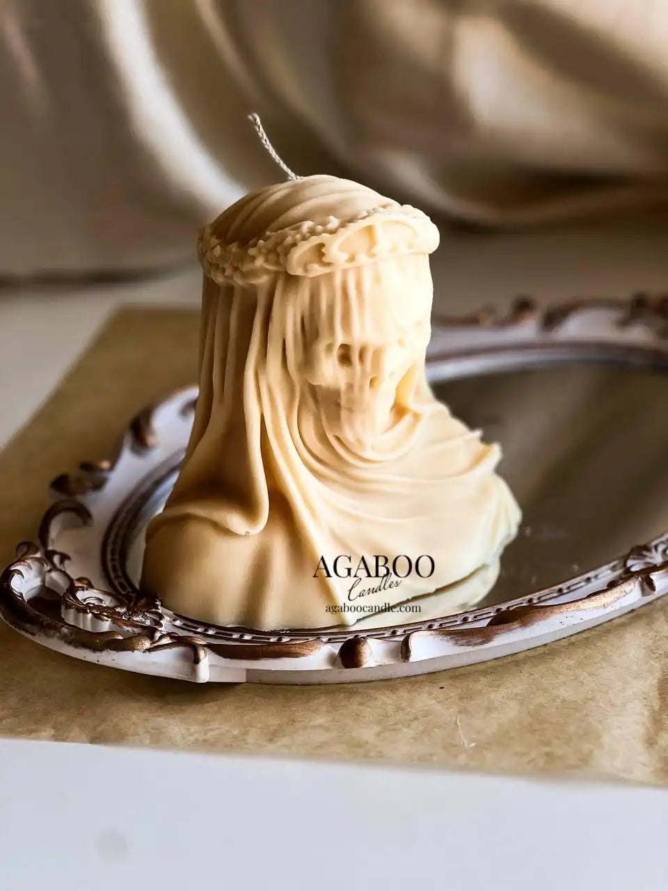 Large Veiled Death Candle 5.5x6 inches
