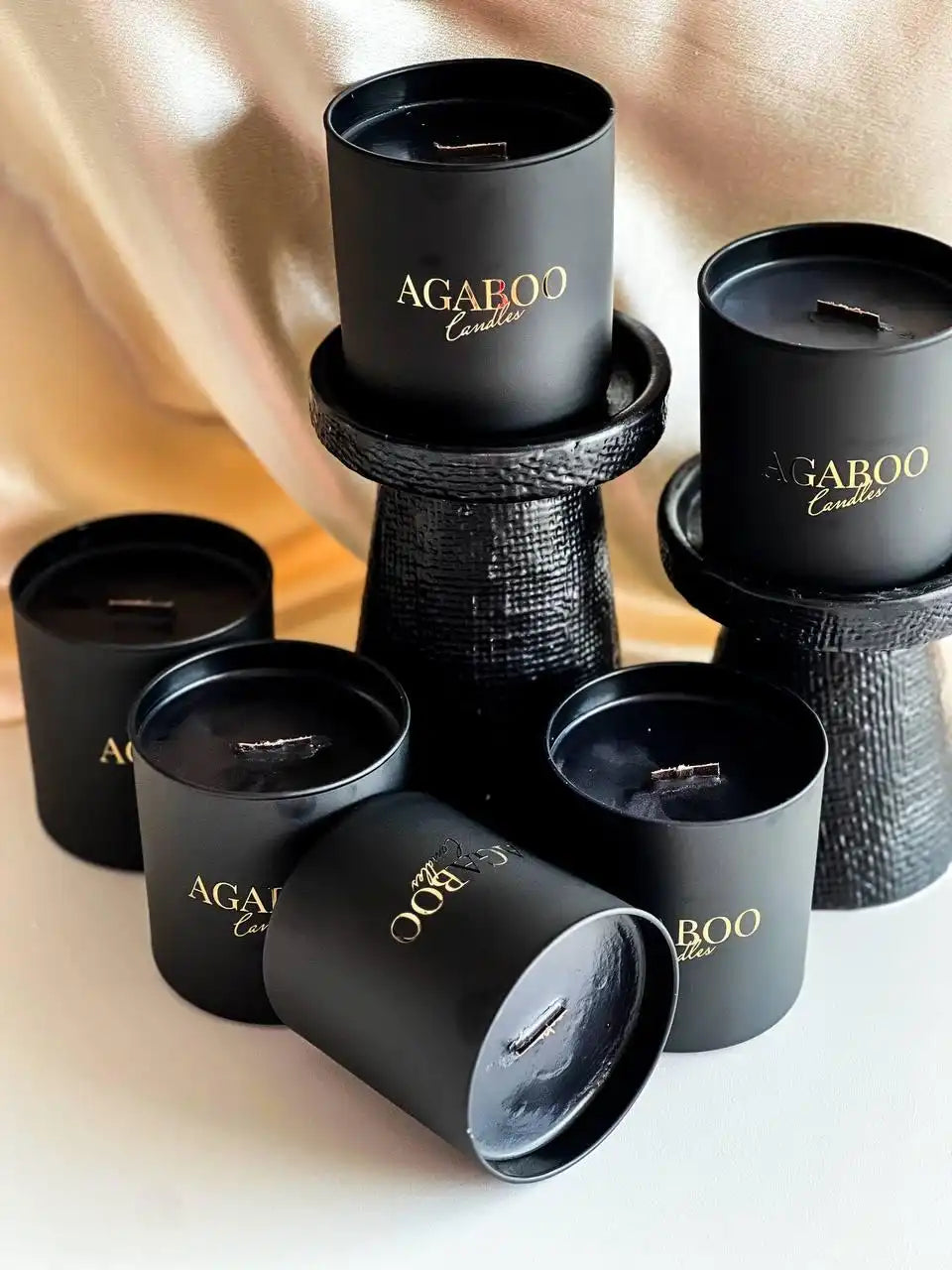 Black Glass Jar Candle 3.5x3 inches 10 fl.oz