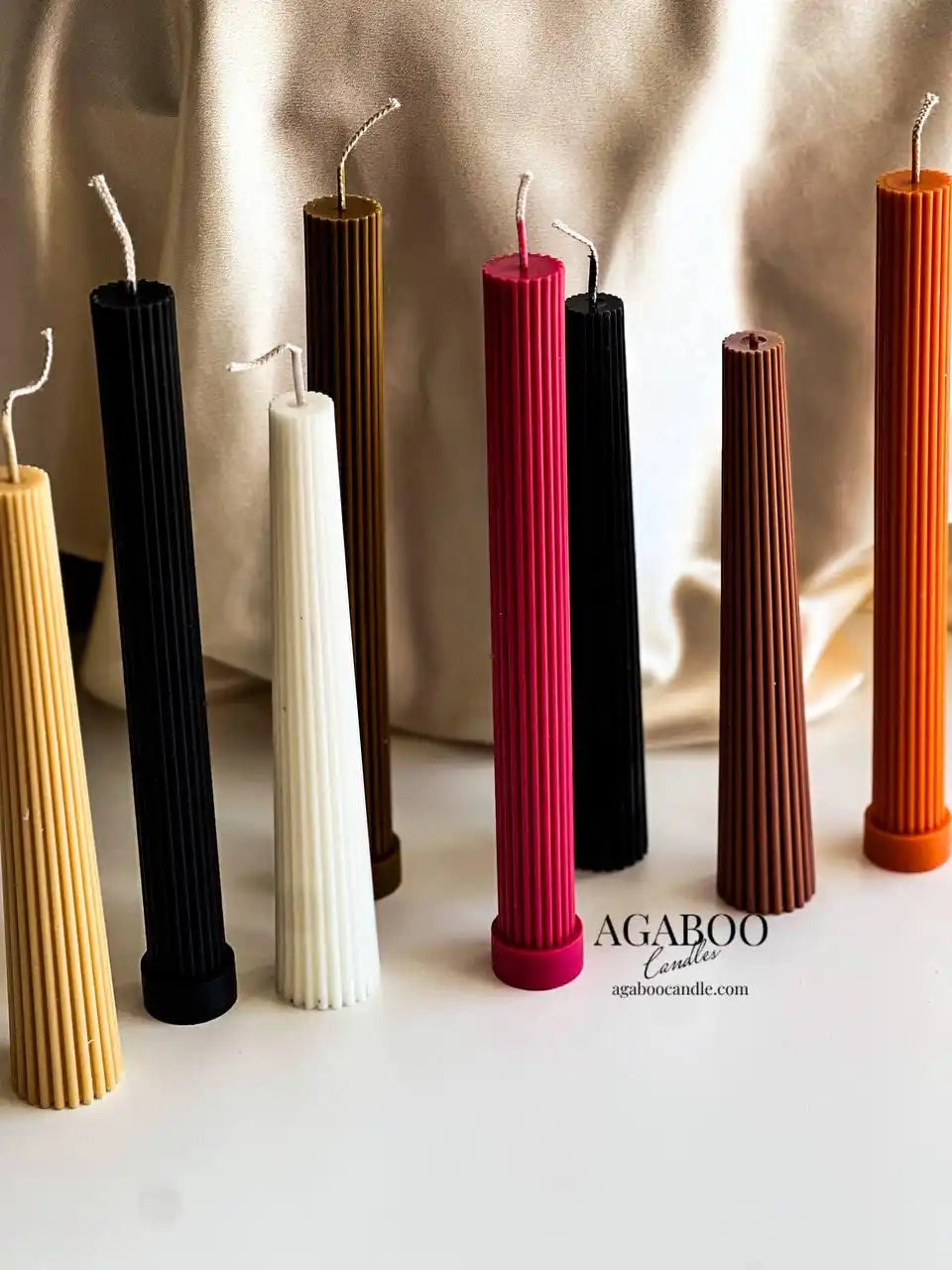 High Ribbed Pillar Candle 10.5x1 1/3 inches