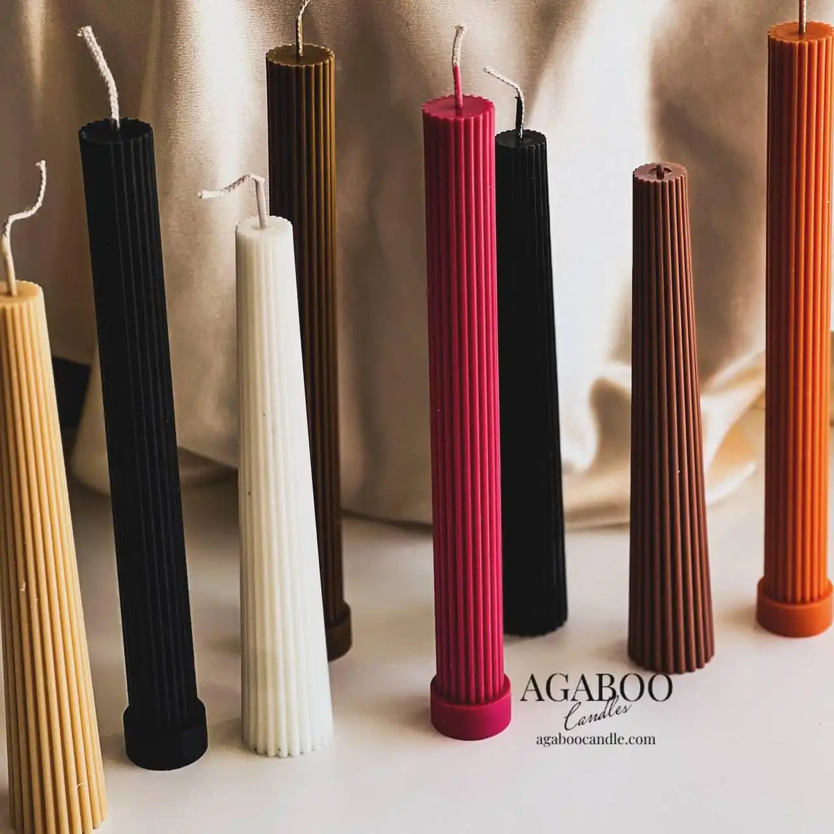 High Ribbed Pillar Candle 10.5x1 1/3 inches