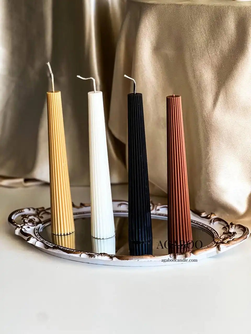 Stylish Ribbed Taper Candle 9x1.5 inches