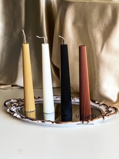 Stylish Ribbed Taper Candle 9x1.5 inches