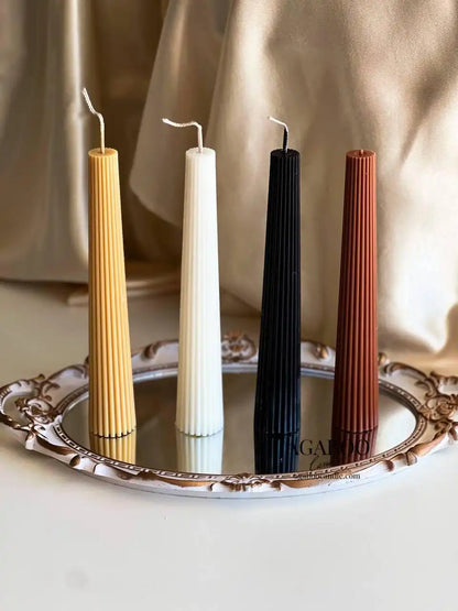 Stylish Ribbed Taper Candle 9x1.5 inches