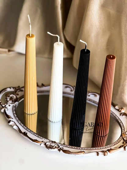 Stylish Ribbed Taper Candle 9x1.5 inches