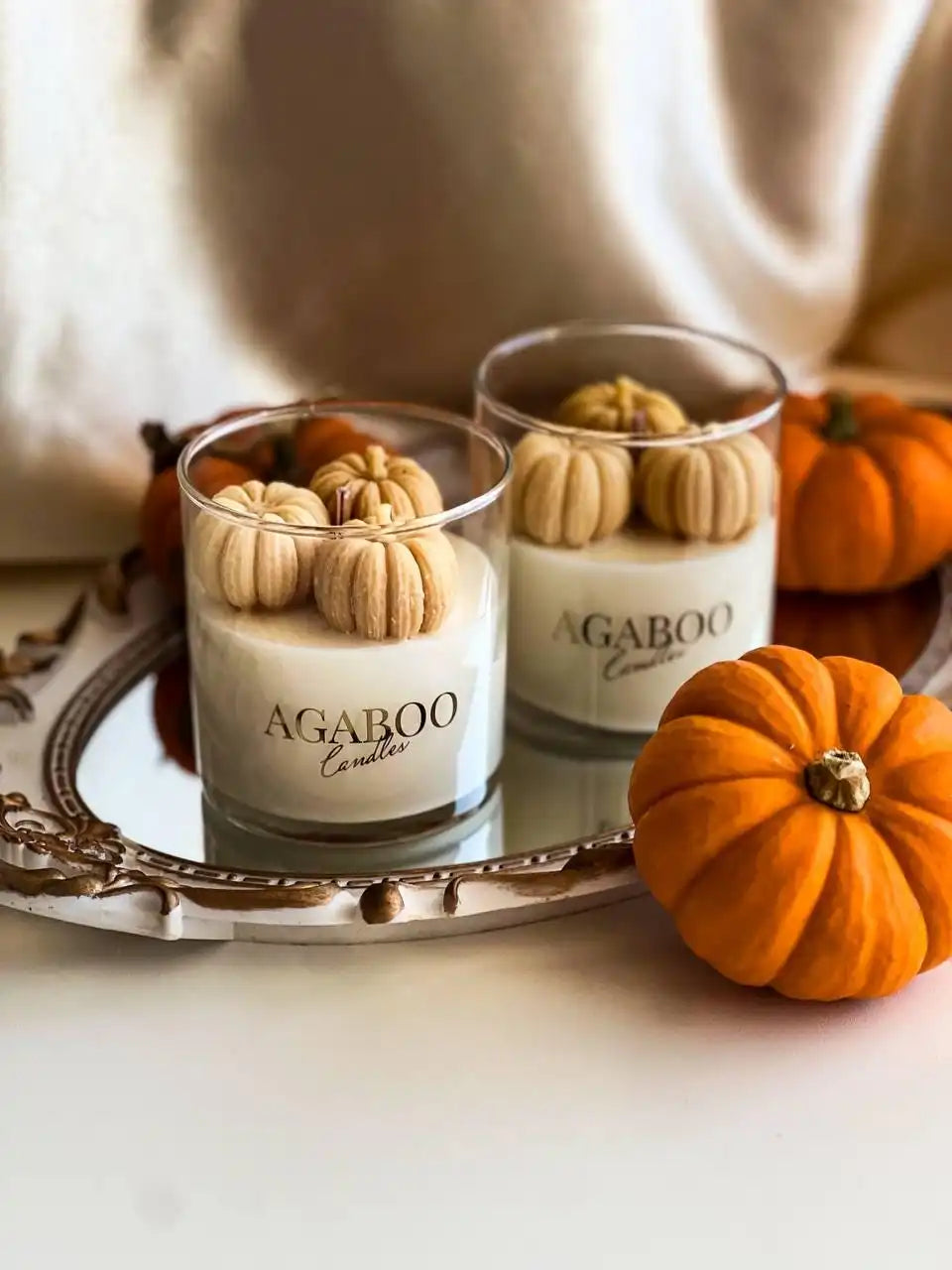 Halloween Container Candle with Pumpkins 3.5x3 inches