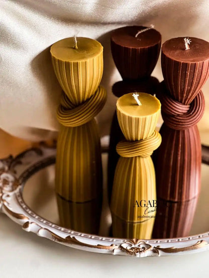 Set of 2 Cylindrical Knot Pillar Candle