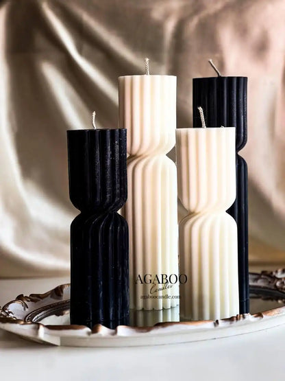 Set of 2 Twisted Ribbed Pillar Candles