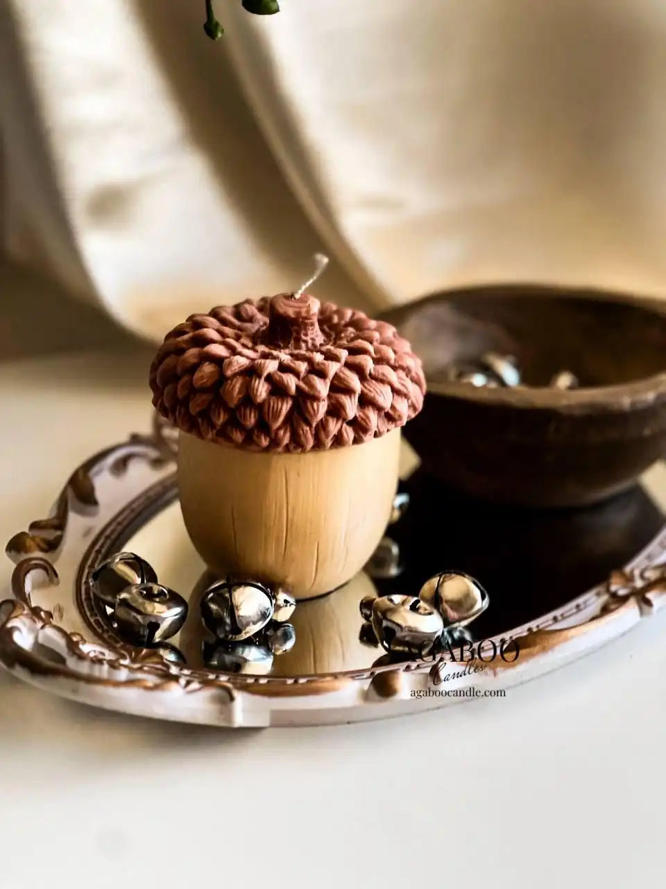Pine Acorn Candle 4x4 inches