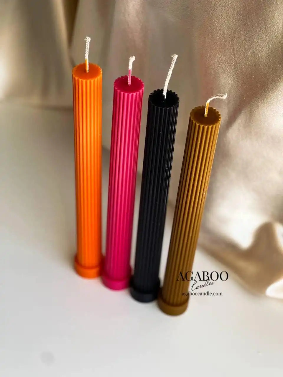 High Ribbed Pillar Candle 10.5x1 1/3 inches