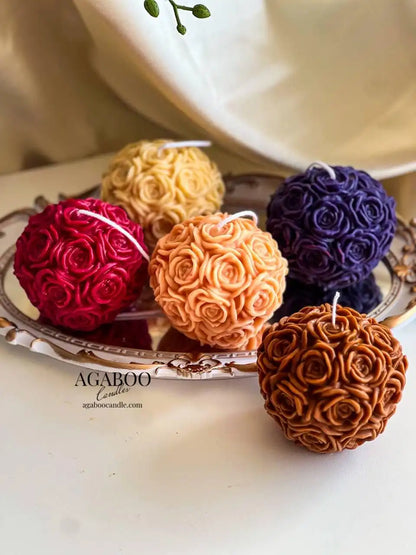Rose Ball Candle 3x3.5 inches