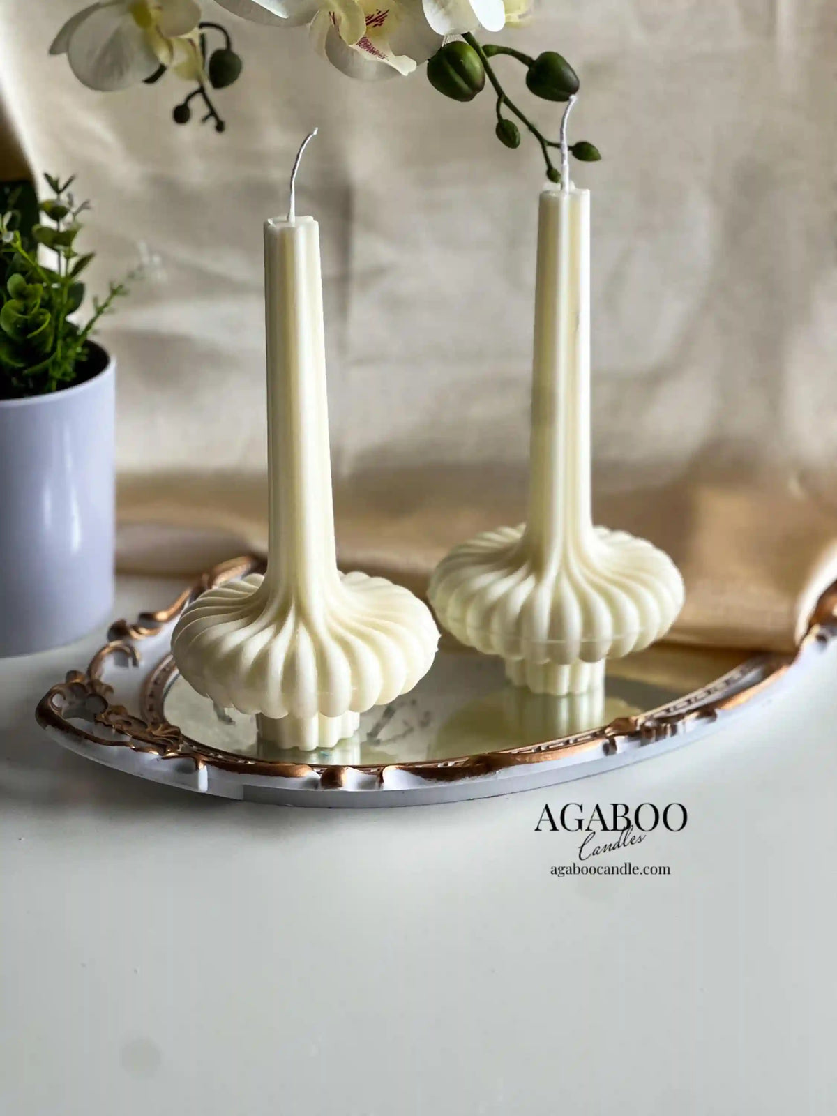 Set of 2 Large Striped Vase Pillar