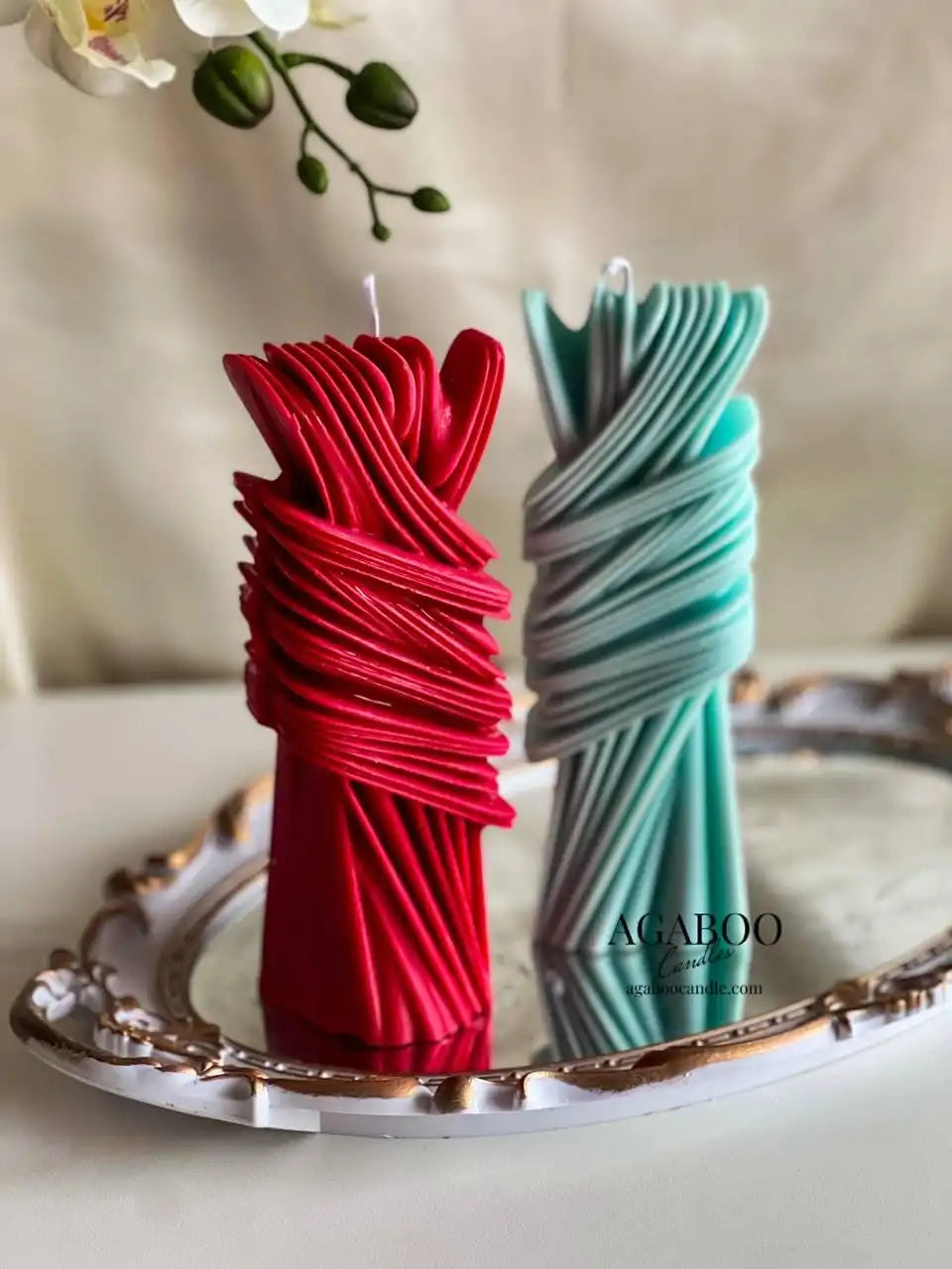 Modern Geometric Pillar Candle 7x2.5 inches