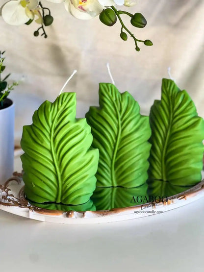 Leaf Pillar Candle 6x3 inches