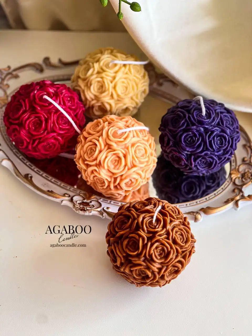 Rose Ball Candle 3x3.5 inches