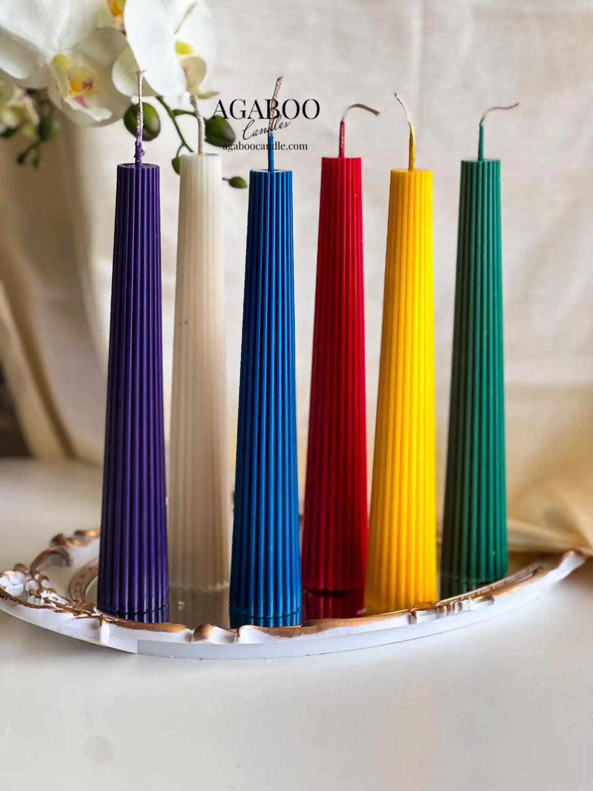 Stylish Ribbed Taper Candle 9x1.5 inches