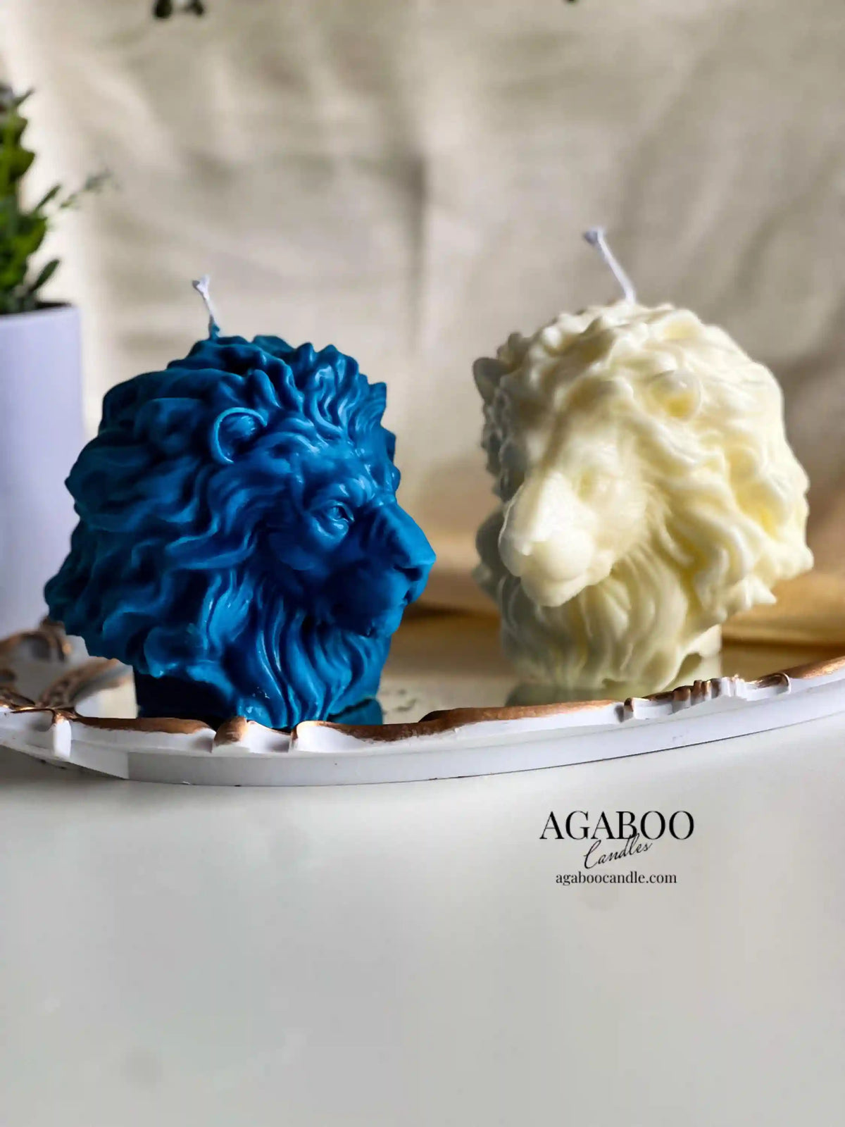 Large Lion Head Candle 4.5x5 inches