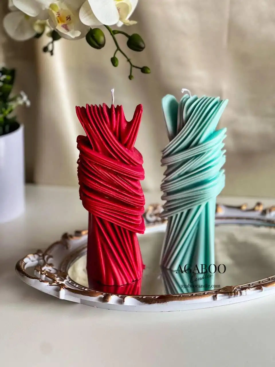 Modern Geometric Pillar Candle 7x2.5 inches
