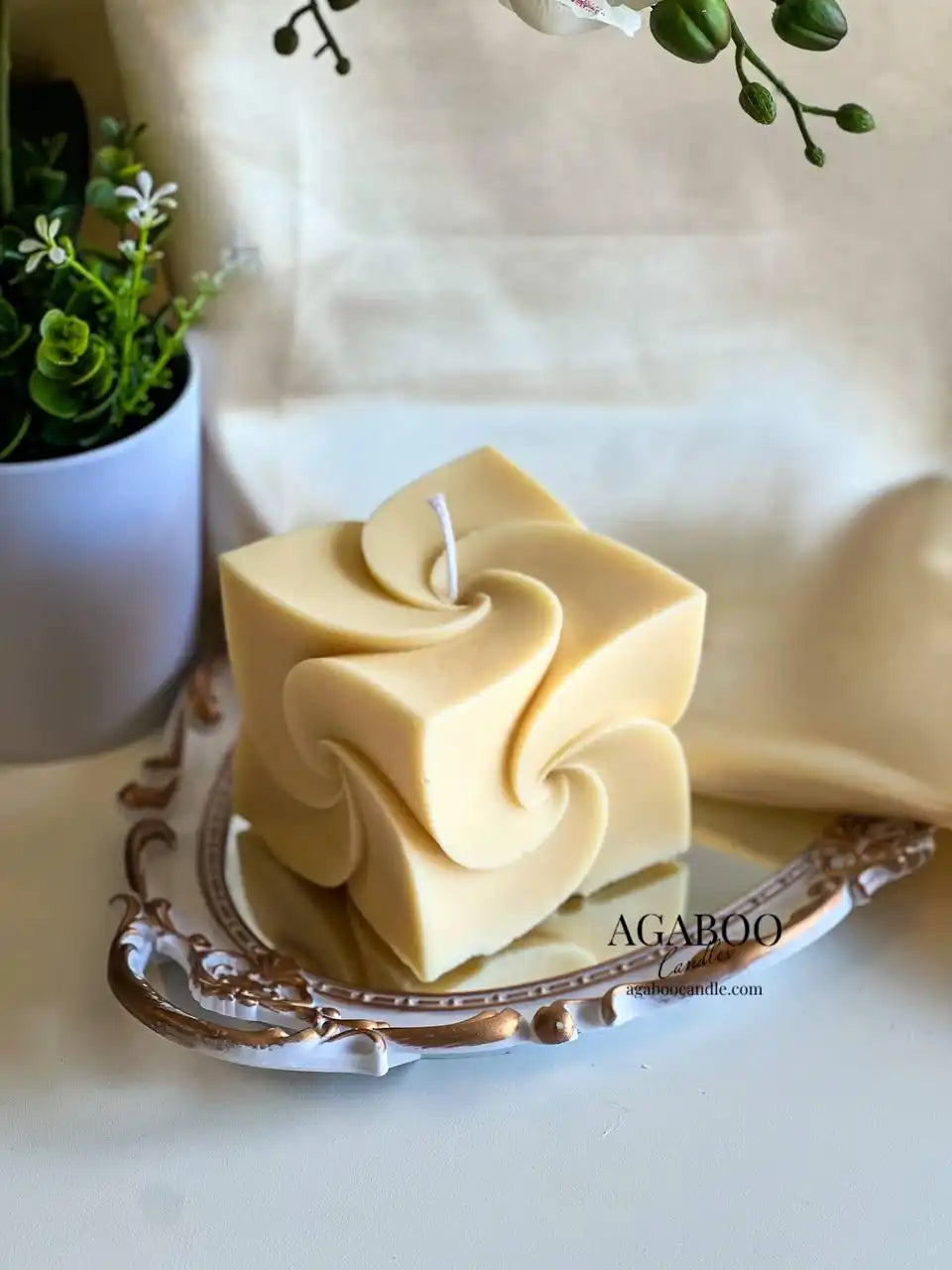 Windmill Square Cube Candle 4x4 inches