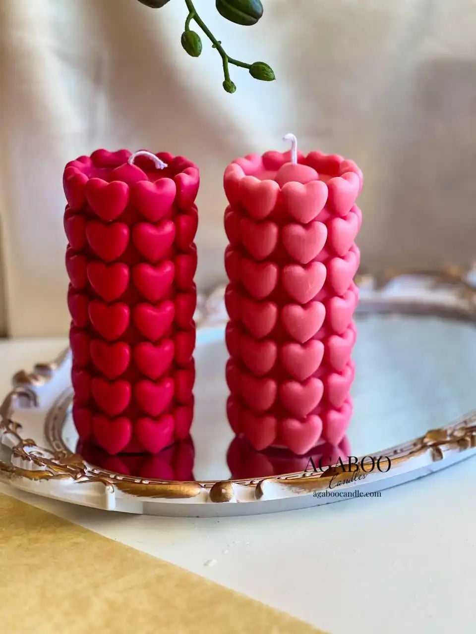 Love Heart Pillar Candle 5.5x2 inches