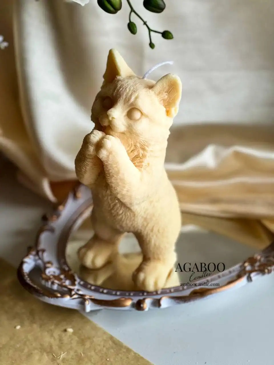 Huge Standing Cat Candle 7.5x4 inches