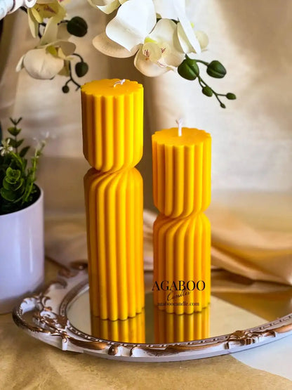 Set of 2 Twisted Ribbed Pillar Candles