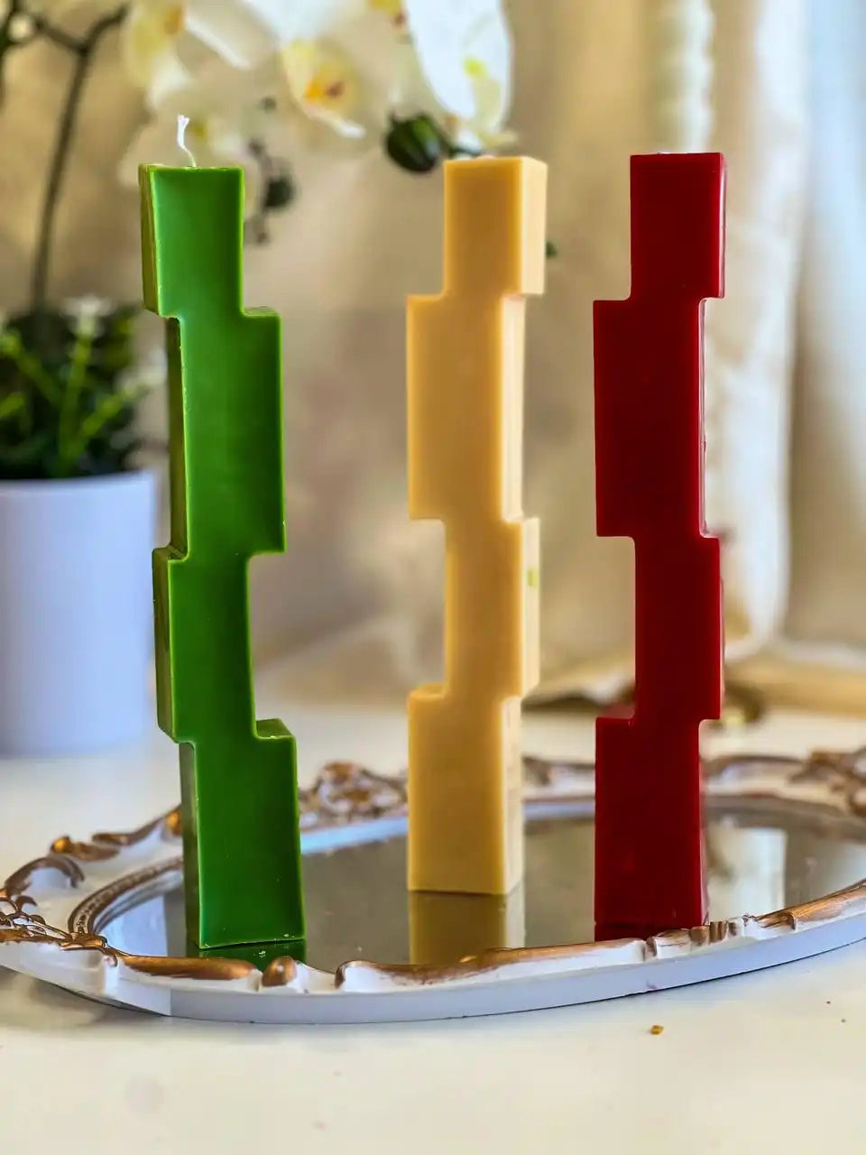 Unique Design Pillar Candle 9x1.25 inches