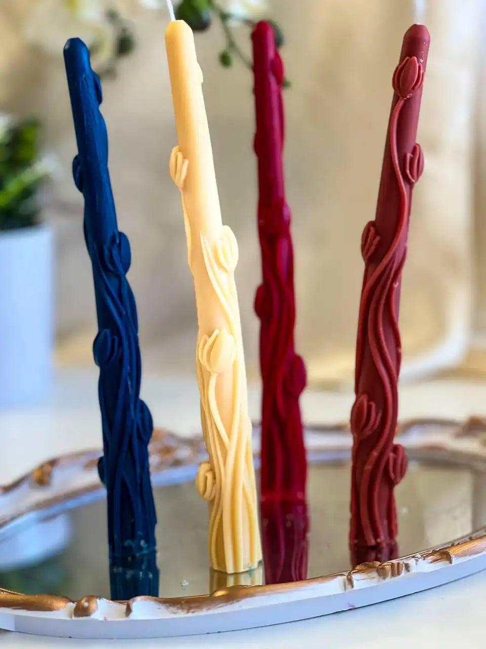 Tulips Taper Candle 9.25x7/8 inches