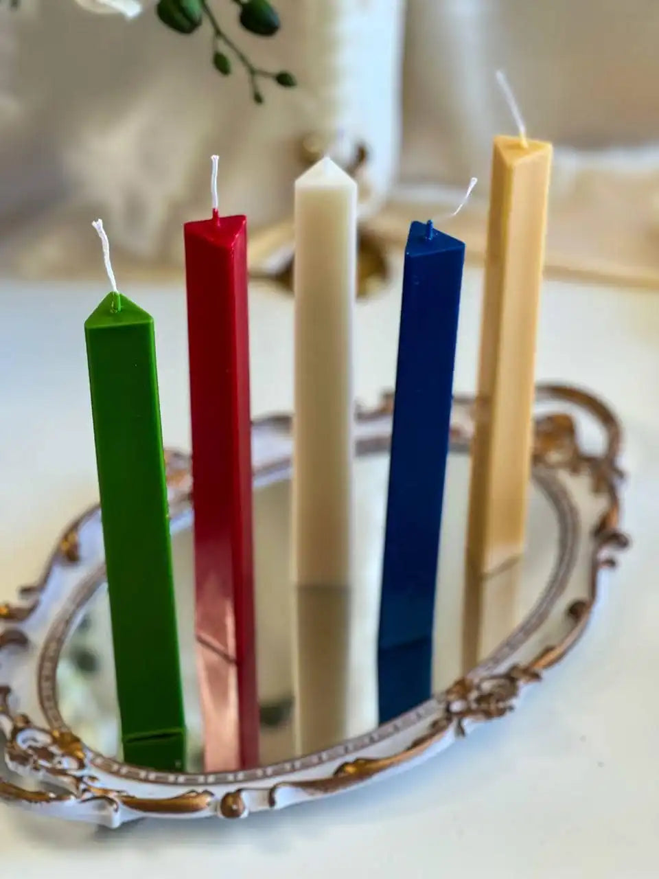 Modern Geometric Taper Candle 8.5x1.25 inches