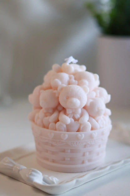 Basket Bear Candle Candle 4.5x3 inches