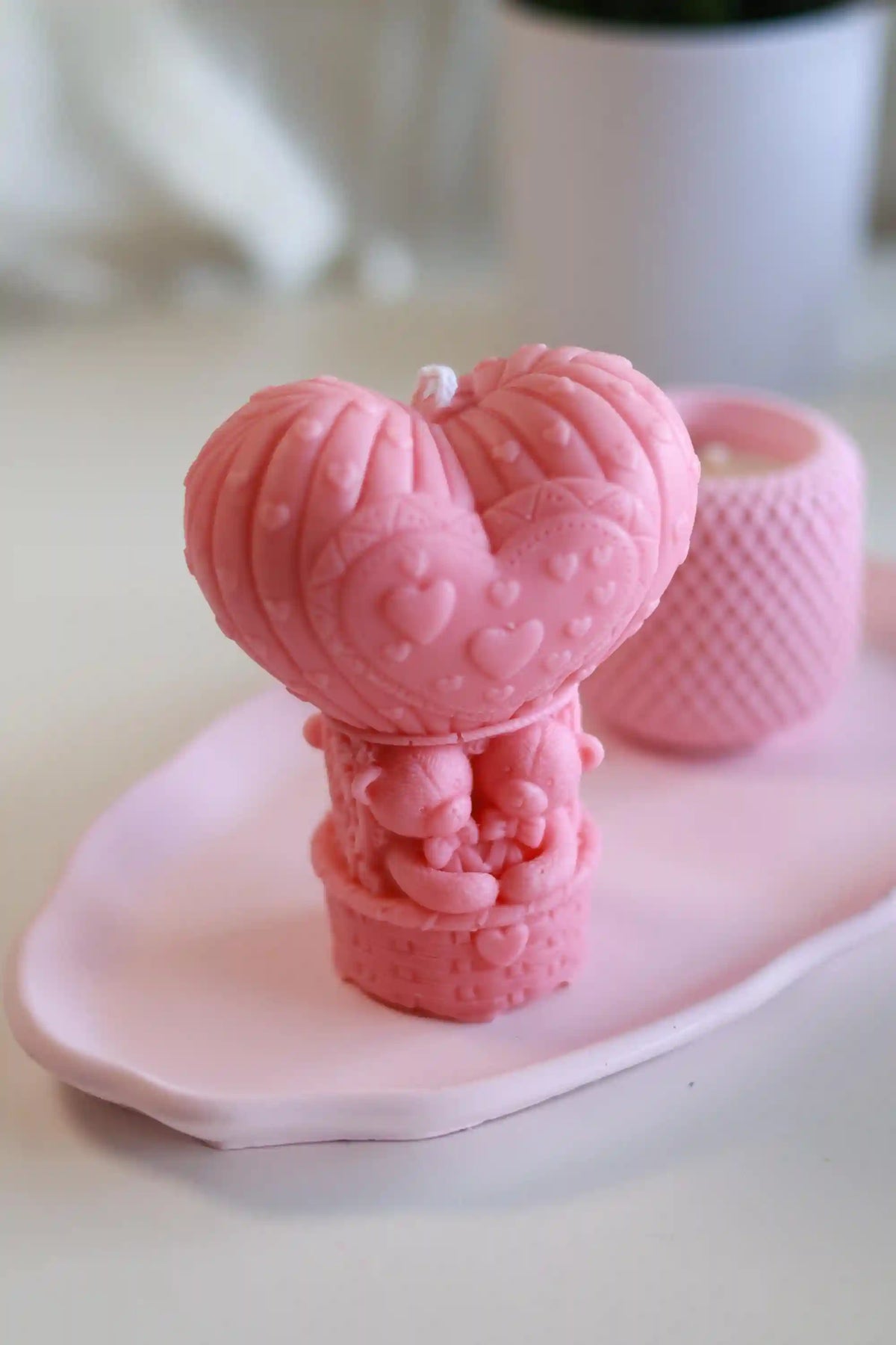 Teddy Bear in Heart Balloon Candle 5x4 inches