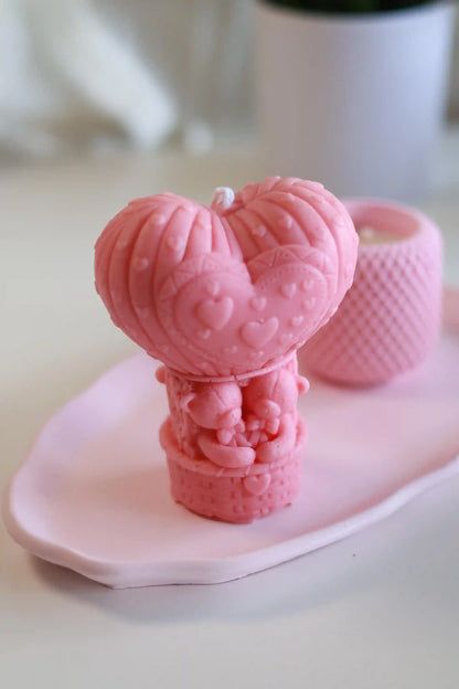 Teddy Bear in Heart Balloon Candle 5x4 inches